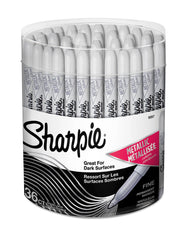 MARKER SHARPIE FINE METALLIC SILVER PACK OF 36