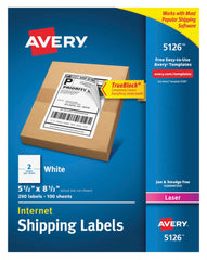 LABEL LASER SHIPPING 5-1/2 X 8-1/2 IN WHITE PK OF 200 AVE5126