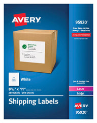 LABEL SHIPPING 8-1/2 X 11 IN WHITE PK OF 250 AVE95920