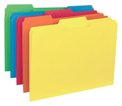 FILE FOLDER INTERIOR LETTER 1/3 CUT ASST PK OF 100 BSN43561