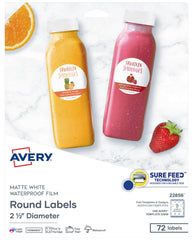 LABEL ROUND 2.5 IN DIA WHITE PK OF 72 AVE22856