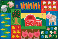 CARPETS FOR KIDS - PIXEL PERFECT TODDLER FARM COUNTING RUG - 6 FT X 9 FT RECTANGLE