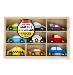 WOODEN CARS - SET OF 9