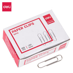 E39712 Deli Nickel Plated Paper Clips 33mm (1x100)