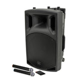 QTX QX series portable powered PA unit with 2 VHF microphones