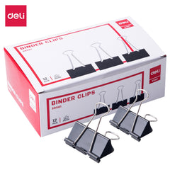 DELI E38561 Black Binder Clips 51mm (1X12)
