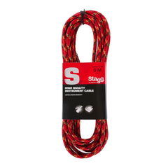 Stagg S-series vintage mono large jack cable - Red tweed