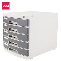 E8855, 5-Drawer Cabinet With Lock (Pale Grey) Deli
