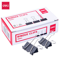 DELI E38564 Black Binder Clips 25mm (1X12)