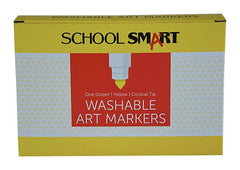 MARKERS WASH SCHOOL SMART CONICAL YELLOW PACK OF 12