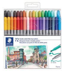 MARKERS STAEDTLER DBL ENDED FIBER TIP ASST COLORS SET OF72