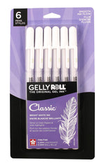 PEN GELLY ROLL CLASSIC 0.5MM BALL 0.3MM LINE WHITE PACK OF 6