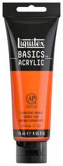 PAINT ACRYLIC LIQUITEX BASICS FLOURESCENT ORANGE 4 OZ