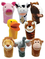MOVEABLE MOUTH ANIMAL PUPPETS - SET OF 8