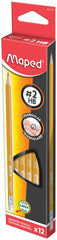 PENCIL MAPED YELLOW #2 PRE-SHARPENED TRIANGULAR PACK OF 12