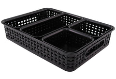 ORGANIZER BINS PLASTIC WEAVE BLACK PACK OF 5