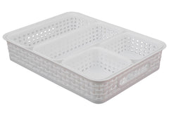 ORGANIZER BINS PLASTIC WEAVE WHITE PACK OF 5
