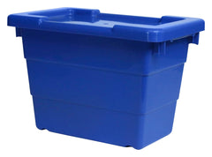 SHIRLEY KS CROSS STACK BIN WITH LID - 25 X 15-1/2 X 8-3/4 - BLUE - PACK OF 6