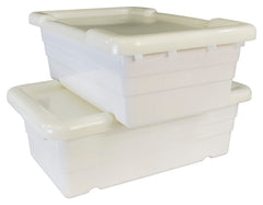 SHIRLEY KS CROSS STACK BIN WITH LID - 25 X 15-1/2 X 8-3/4 - WHITE - PACK OF 6