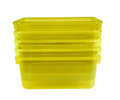 SCHOOL SMART TRANSLUCENT STORAGE BIN - 7-7/8 X 12-1/4 X 5-3/8 - YELLOW - PACK OF 5