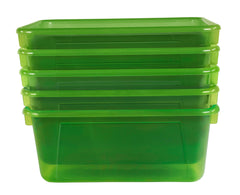 SCHOOL SMART TRANSLUCENT STORAGE BIN - 7-7/8 X 12-1/4 X 5-3/8 INCHES - GREEN - PACK OF 5
