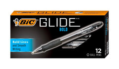 PEN BALLPOINT GLIDE BOLD 1.6MM BLACK PACK OF 12