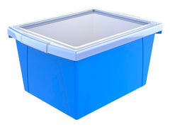 STORAGE BIN 4 GAL WITH COVER BLUE/TRANSLUCENT EACH