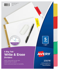 DIVIDER WRITE/ERASE 5 TAB ASST AVE23076
