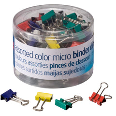 BINDER CLIPS OIC MICRO 1/2 IN ASSORTED COLOR PACK OF 100