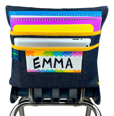 CHAIR POCKET LARGE 17 IN YELLOW TRIM WITH NAME POCKET