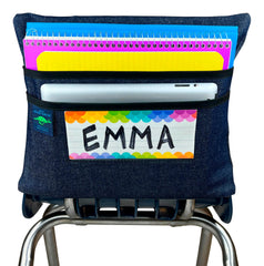 CHAIR POCKET MEDIUM 15 IN BLACK TRIM WITH NAME POCKET