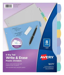 DIVIDER WRITE/ERASE BIG TABS 8 TAB MULTI AVE16171