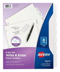 DIVIDER WRITE/ERASE BIG TABS 8 TAB WHITE AVE16371