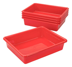 SCHOOL SMART STORAGE TRAY - 10-3/4 X 13-1/4 X 3 INCHES - RED - PACK OF 5