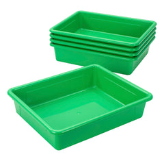 SCHOOL SMART STORAGE TRAY - 10-3/4 X 13-1/4 X 3 INCHES - GREEN - PACK OF 5