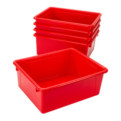 SCHOOL SMART DEEP STORAGE BIN - 10-3/4 X 13-3/8 X 5-1/4 - RED - PACK OF 5