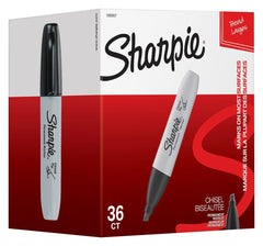 MARKER SHARPIE CHISEL BLACK PACK OF 36