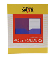 FOLDER 2-POCKET POLY 3HP BLUE PACK OF 25 SCHOOL SMART