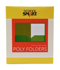 FOLDER 2-POCKET POLY 3HP GREEN PACK OF 25 SCHOOL SMART
