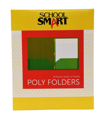 FOLDER 2-POCKET POLY W/FASTENERS GREEN PACK OF 25 SCHOOL SMART