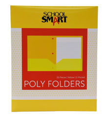 FOLDER 2-POCKET POLY 3HP YELLOW PACK OF 25 SCHOOL SMART