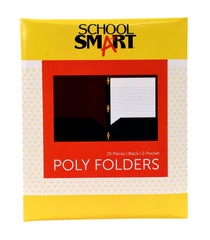 FOLDER 2-POCKET POLY W/FASTENERS BLACK PACK OF 25 SCHOOL SMART