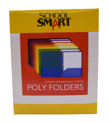 FOLDER 2-POCKET POLY W/FASTENERS ASST SET OF 36 SCHOOL SMART