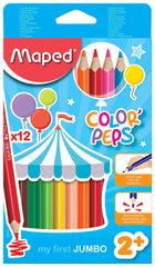 PENCILS COLORED MAPED TRIANG COLORPEPS JUMBO ASST COLORS SET OF 12
