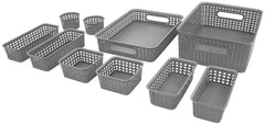 BASKET WEAVE BINS 10-PACK GRAY SET