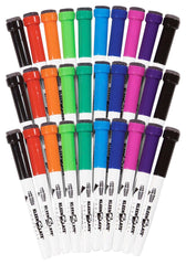 MARKER DRY ERASE WITH ERASER CAPS ASST SET OF 30