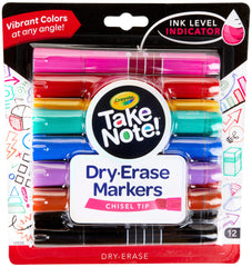 DRY ERASE MARKERS CRAYOLA TAKE NOTE CHISEL ASST SET OF 12