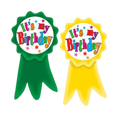 BIRTHDAY RIBBONS WEAR EM BADGES