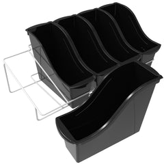 METAL RACK WITH 5 SMALL BOOK BINS BLACK