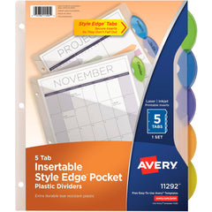 DIVIDERS STYLE EDGE INSERTABLE 5 TAB WITH POCKET AVE11292